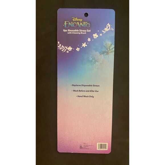 Disney Encanto 9pc Mirabel Madrigal Reusable Straw Set with Cleaning Brush NEW - Picture 2 of 2